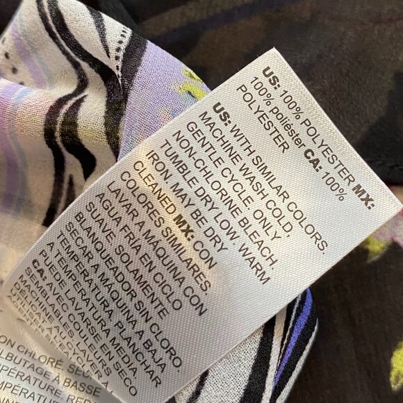 White House Black Market Floral Sheer Blouse Long Sleeve Button Front Size Large - Picture 5 of 7